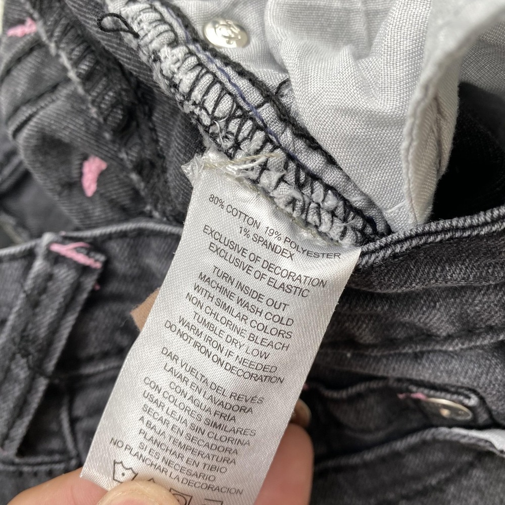 True Religion Jeans Girls 10 (24x22) Black Leila Mid Rise Wide Leg *MINOR STAIN* - Picture 8 of 16